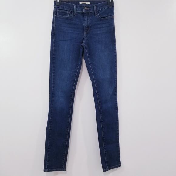 Levi's Jeans Slimming Skinny Mid Rise Dark Wash Denim - Picture 1 of 11
